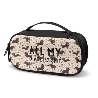 Jeiento Cute Dachshund Insulin Pen Cooler Travel Bag, Insulated Diabetes Medication Organizer