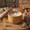 Boltze Yuna LED Candle, Concrete and Wax, Natural Wood Look, Warm White Light, Timer view 2