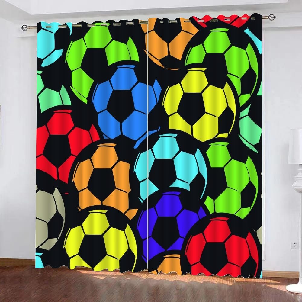 MEVASA Blackout Soccer Ball Curtains, 2 Panels, 234 x 183 cm