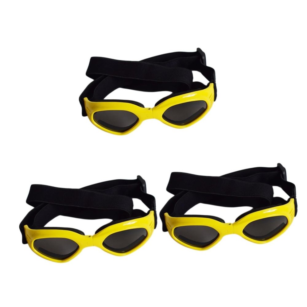 INOOMP 3-Piece Dog Sunglasses with UV Protection, Yellow