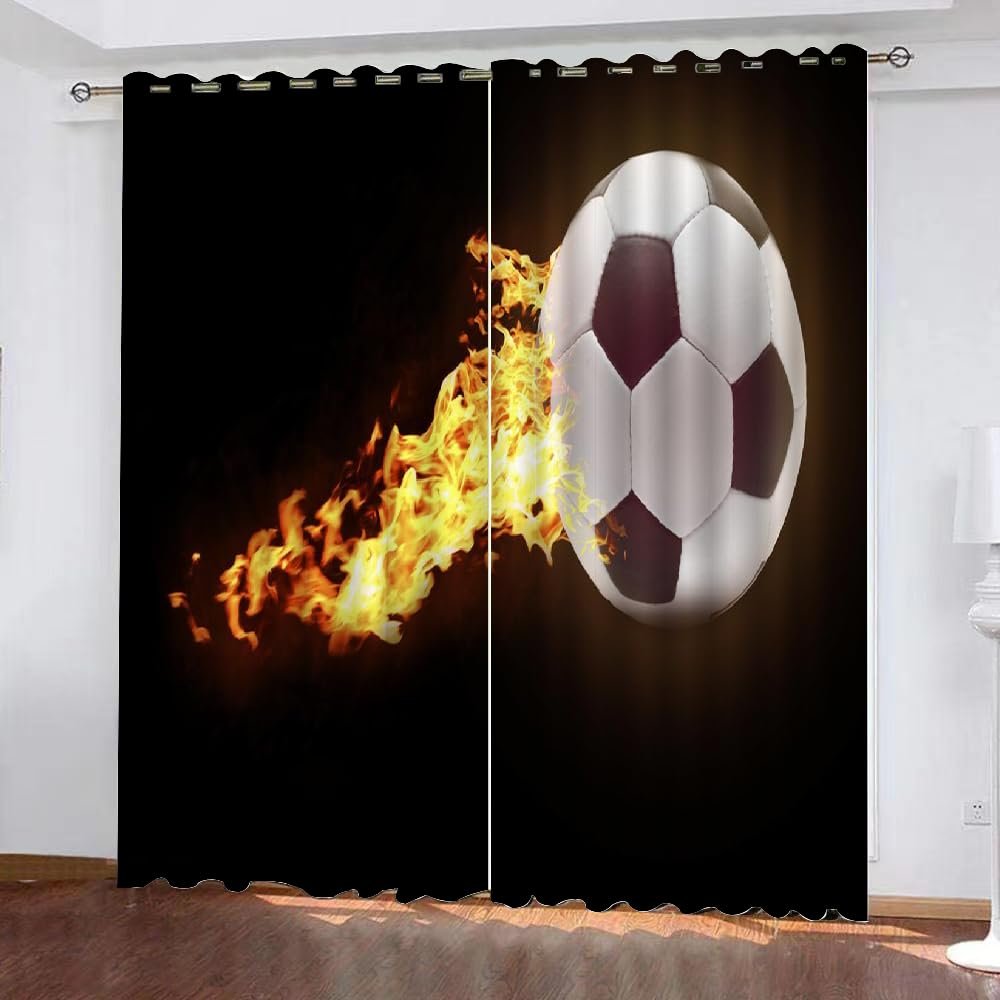 MEVASA 3D Soccer Ball Blackout Curtains, 200 x 160 cm, 2 Panels