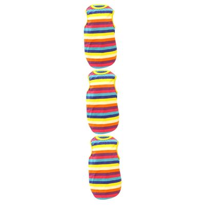 INOOMP 3-Piece Pet Vest with Rainbow Stripe Print, Easy to Put On, for Everyday Wear and Parties