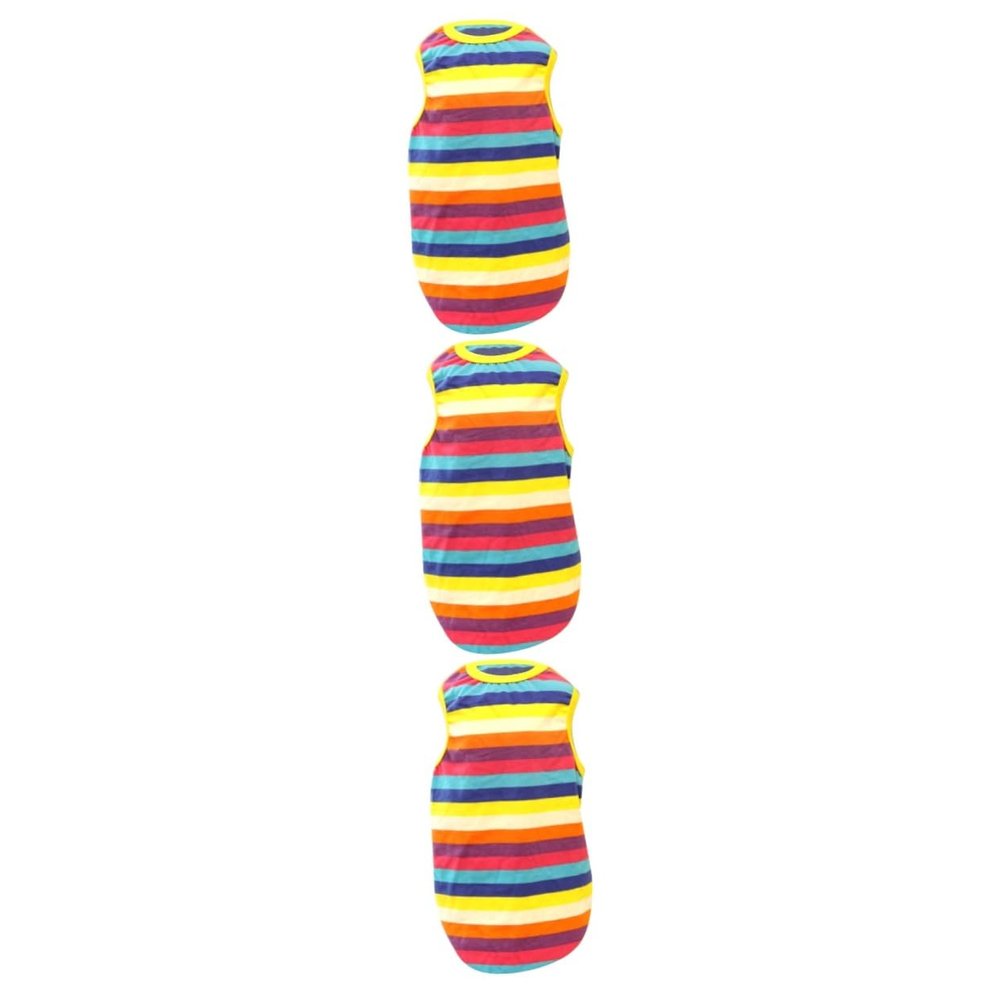 INOOMP 3-Piece Pet Vest with Rainbow Stripe Print, Easy to Put On, for Everyday Wear and Parties
