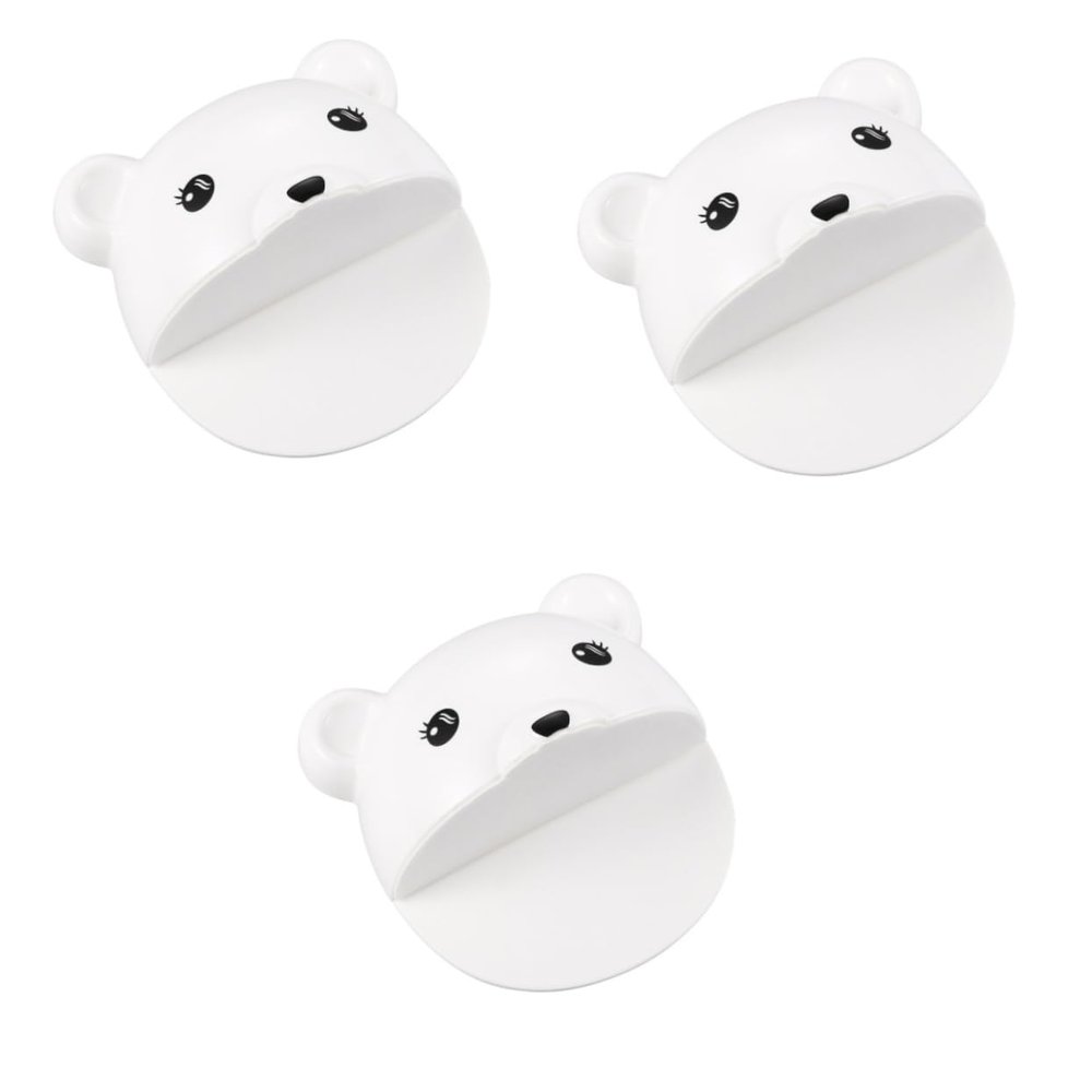 BESTonZON 3-Piece Anti-Tip Furniture Anchors, Cartoon Bear Design, White