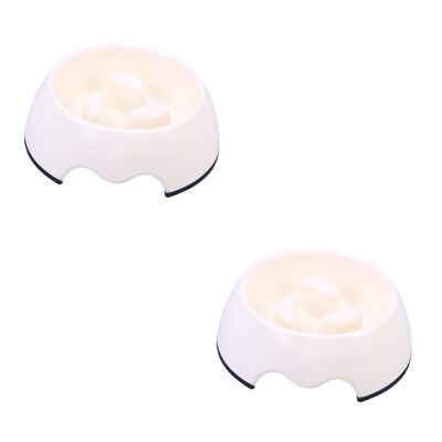 Supvox 2-Piece Slow-Feeder Dog and Cat Bowls, Food-Grade, White, for Small Pets