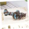Happyyami Small Aquarium Decoration, Resin Airplane Wreck for Freshwater and Saltwater Aquariums view 2