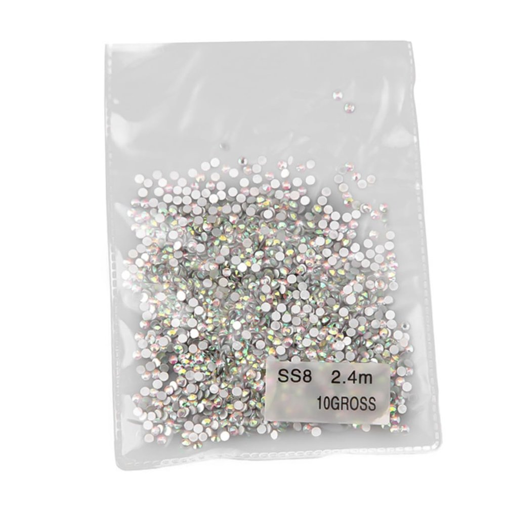 Nail Rhinestones, 1,440 Pieces, Flat Back, Silver Backing