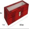 DameCo Leather Watch Case for Men, 6-Slot Display Organizer with Glass Lid and Removable Cushions view 2