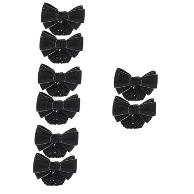 FRCOLOR 8-Piece Women's Hair Nets with Bow Clips for Bun Styling
