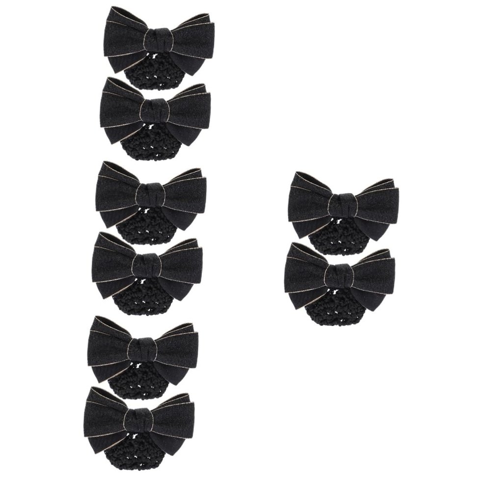 FRCOLOR 8-Piece Women's Hair Nets with Bow Clips for Bun Styling