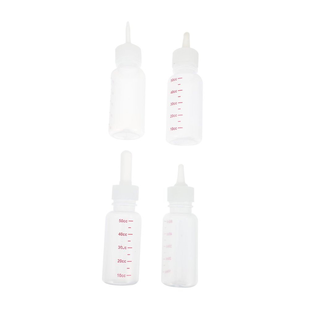 Happyyami Puppy Milk Bottles, 50 ml, 4-Pack, Silicone, for Hand-Feeding
