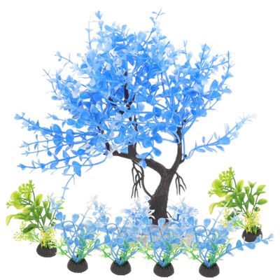 Happyyami 7-Piece Artificial Aquatic Plants for Aquariums, Realistic Fish Tank Decoration, Safe and Practical, Creates Hiding Places for Fish