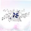 FRCOLOR 3-Piece Rhinestone and Faux Pearl Bridal Hair Comb Set, Blue view 2