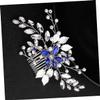 FRCOLOR 3-Piece Rhinestone and Faux Pearl Bridal Hair Comb Set, Blue view 4
