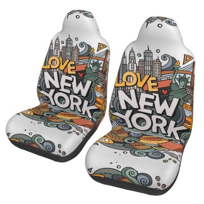 CZDBNLHF Car Seat Covers, Cute New York Cartoon American Theme, 2-Pack