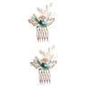 FRCOLOR 2-Piece Bridal Hair Accessories with Faux Pearls and Crystals, Green view 1
