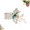 FRCOLOR 2-Piece Bridal Hair Accessories with Faux Pearls and Crystals, Green view 3