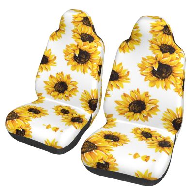Stylish Car Seat Covers with Sunflower Print, 2-Piece Set