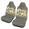 Stylish Car Seat Covers with Rooster Pattern, 2 Pieces, Polyester Fabric, Full-Print Design view 1