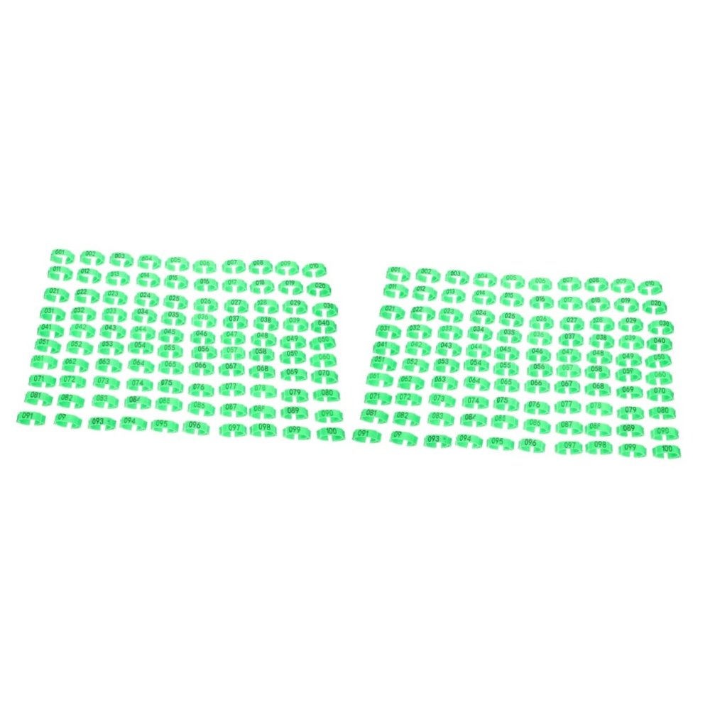 BESPORTBLE 200-Piece Numbered Poultry Leg Bands, Reusable Identification Rings for Chickens and Ducks, Green