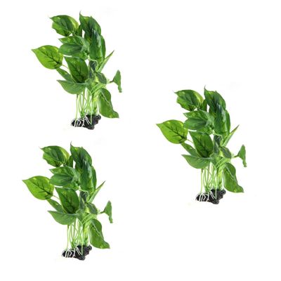 Happyyami 3-Piece Artificial Aquarium Plants, Monstera