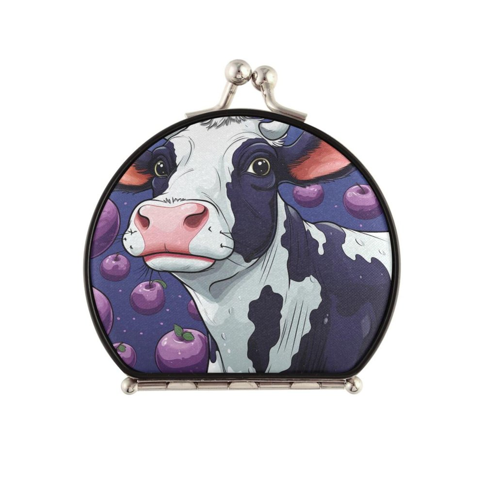 NYYYTTTEU Purple Cow Artwork Folding Makeup Mirror for Handbags and Travel