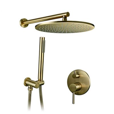 10-Inch PE Shower System, Brushed Gold Brass Set with Hand Shower