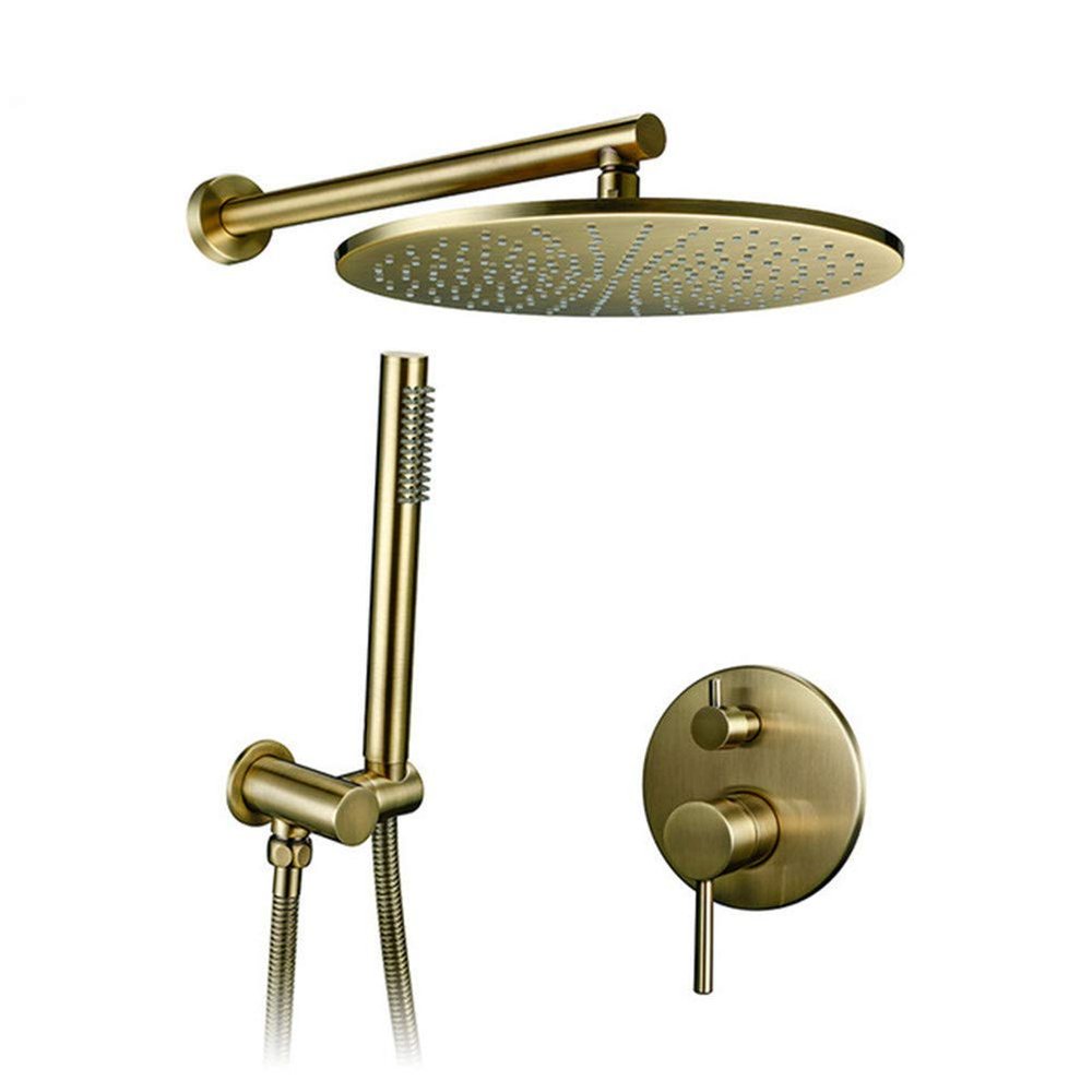 10-Inch PE Shower System, Brushed Gold Brass Set with Hand Shower