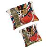 Women's Cosmetic Bag Set, Waterproof PU Leather, Zipperless Snap Closure, Bullfinch Bird Red Pattern, Multicolor 04 view 1