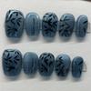 New Chinese-Style Hand-Painted Handmade Bamboo Press-On Nails, Removable Nail Patches, 10 Pieces (M) view 1