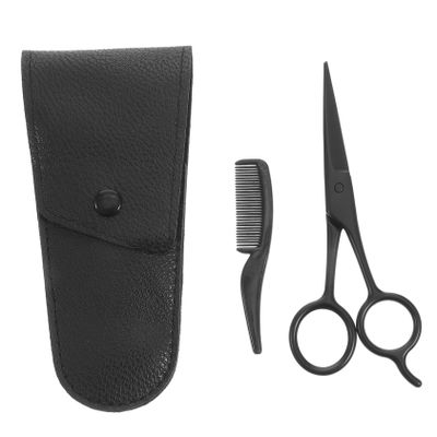 FRCOLOR 3-Piece Stainless Steel Beard Scissors Set with PU Leather Case