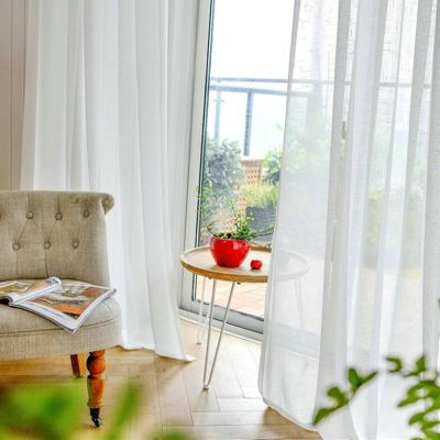 Mesnt Voile Curtains with Grommets, White, 107 x 160 cm