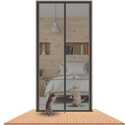 DTREEL Magnetic Screen Door, Durable Insect Curtain with Automatic Closing and Hold-Open Function, 90 x 210 cm (Black, 110 x 220 cm)