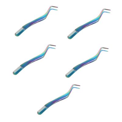 FOMIYES 5-Piece Eyelash Tweezers with Integrated Comb