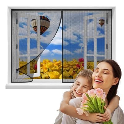 Magnetic Insect Screen for Windows, 85 x 50 cm, Black