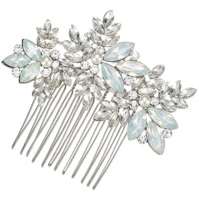 Elegant Bridal Crystal Alloy Hair Comb, Silver