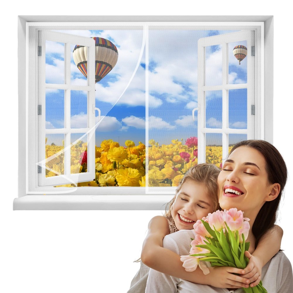 Magnetic Window Insect Screen, 150 x 160 cm, White