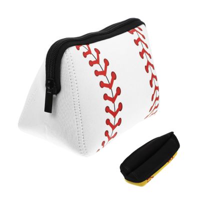 Portable Neoprene Baseball Cosmetic Bag for Women, White