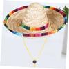 Supvox 3-Piece Breathable Straw Sun Hats for Pets with Adjustable Drawstring, Beige view 3