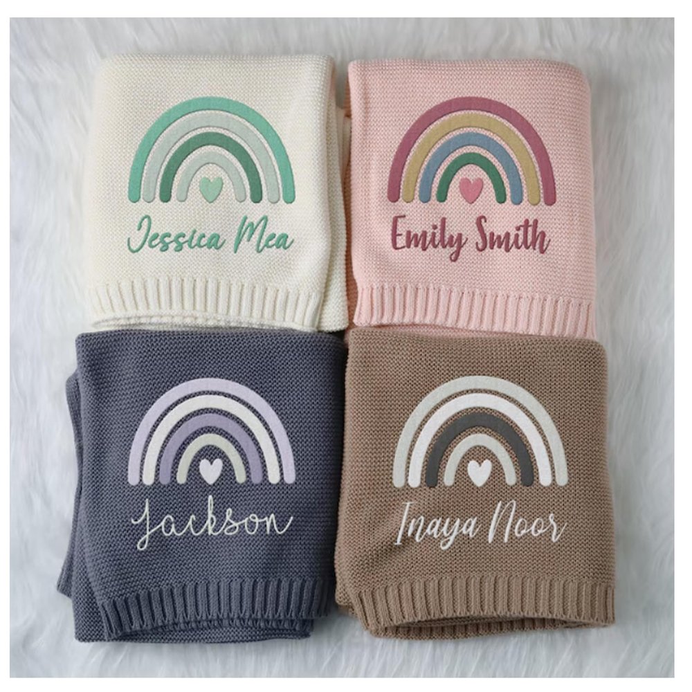 WOMB Personalized Baby Blanket with Name (A3, 80 × 100 cm)