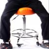 Swivel Saddle Stool with Footrest, Split Seat and Backrest, Orange view 2