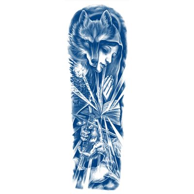 2-Piece Totem Full-Arm Semi-Permanent Temporary Tattoo Stickers