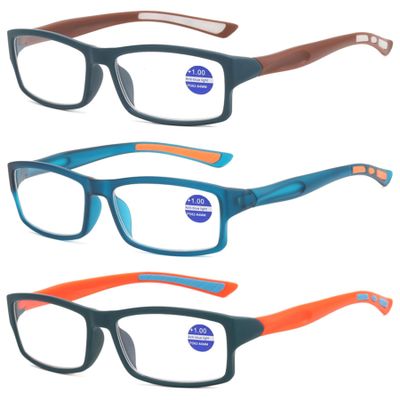 Lanomi Blue-Light-Blocking Reading Glasses for Men and Women, Flexible Lightweight Rectangular Frames, 3-Pack, +2.0