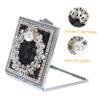 Foldable Double-Sided Metal Compact Mirror with Pearl Charm view 2