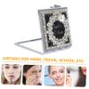 Foldable Double-Sided Metal Compact Mirror with Pearl Charm view 4