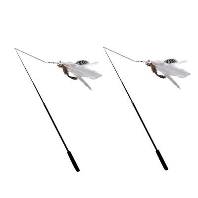 INOOMP 6-Piece Cat Wand Teaser Set, Extendable Interactive Cat Toy