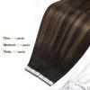 Human Hair Balayage Tape-In Extensions, Dark Brown Ombre, 14–24 in view 3