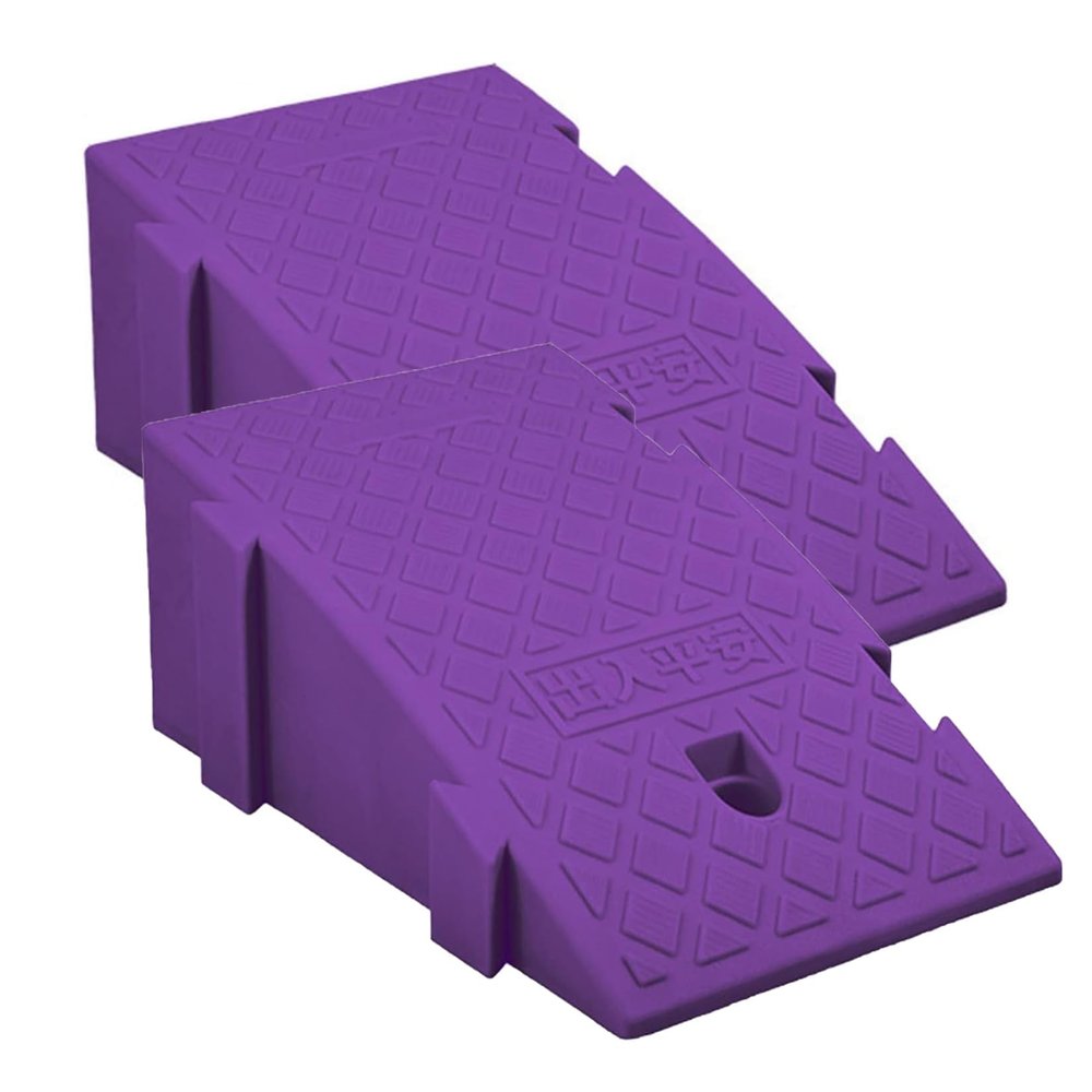 PLABNK 2-Pack Rubber Curb Ramps, Wheelchair and Vehicle Ramps, Purple