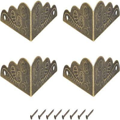 Metal Box Corner Protectors, Bronze-Tone, 27 x 27 x 13 mm, 4 Pieces