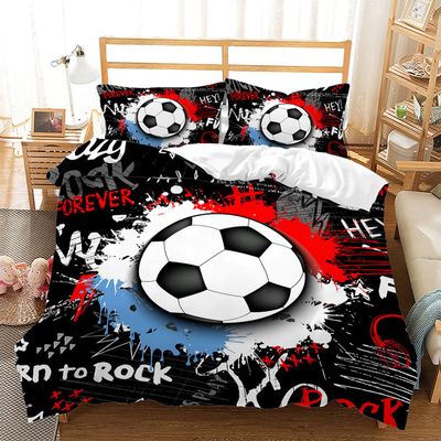ZZTBQ Toddler Bedding Set, 100 x 135 cm, Graffiti Cartoon Soccer Print
